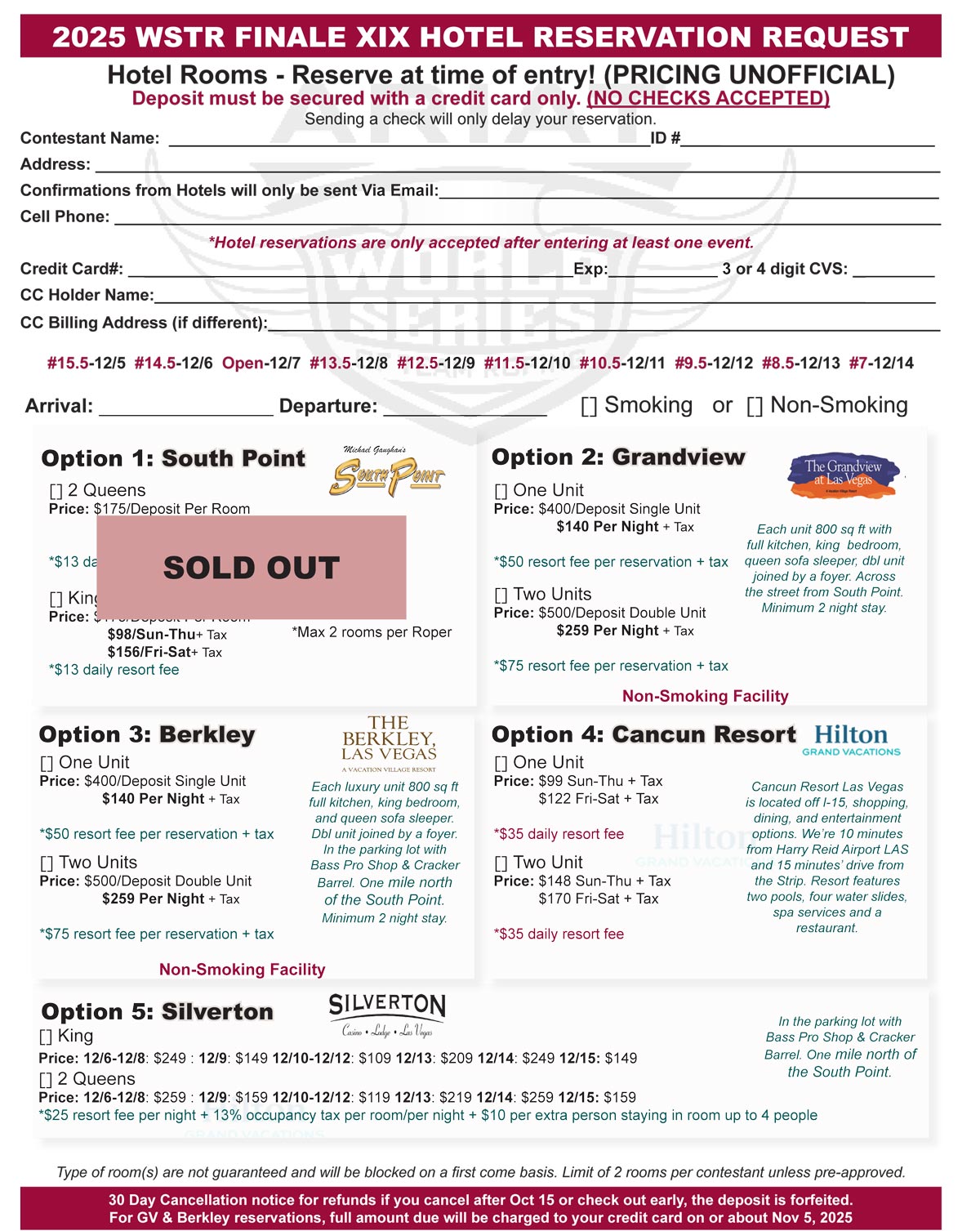 2025 Finale Hotel Form