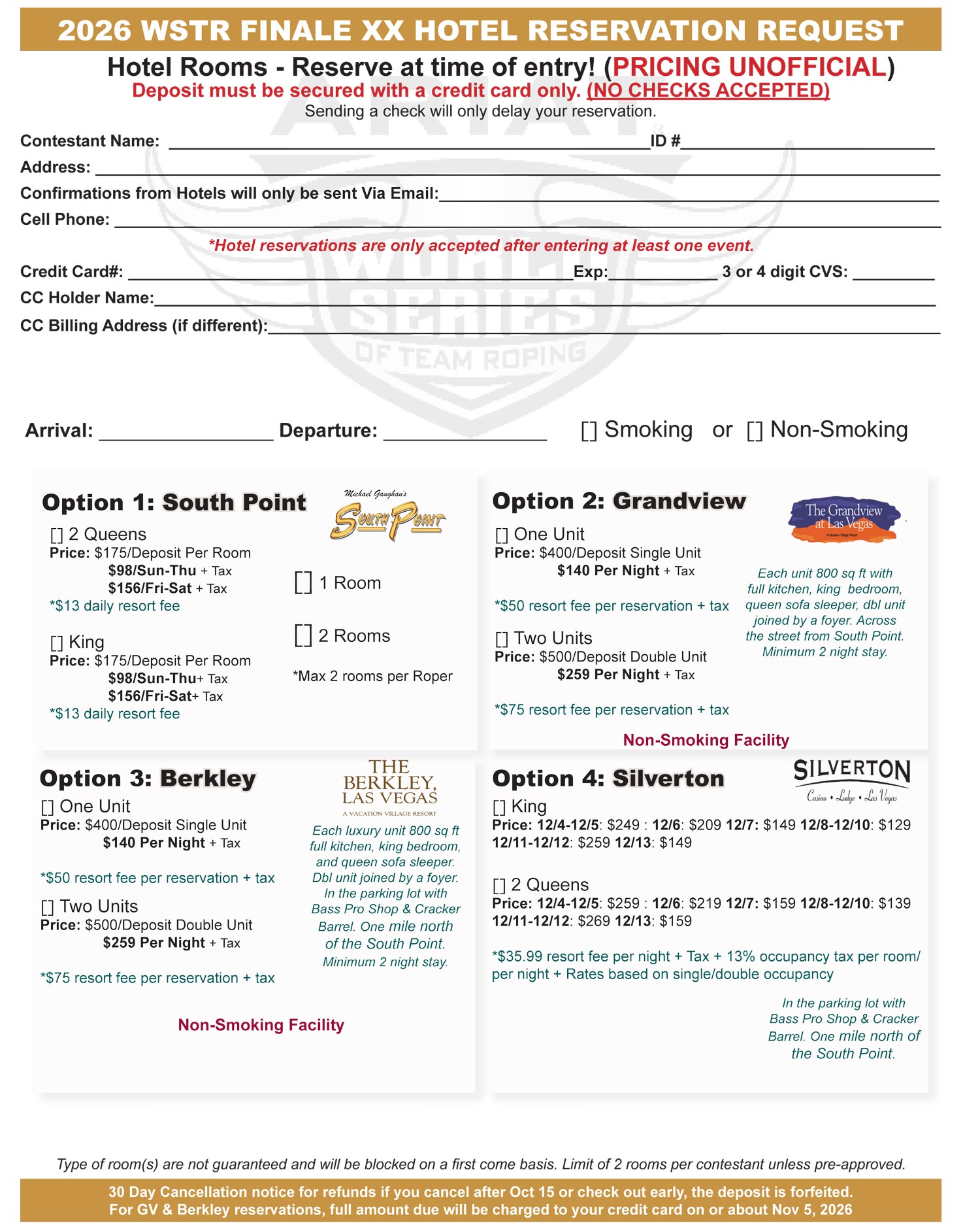 2026 Finale Hotel Form