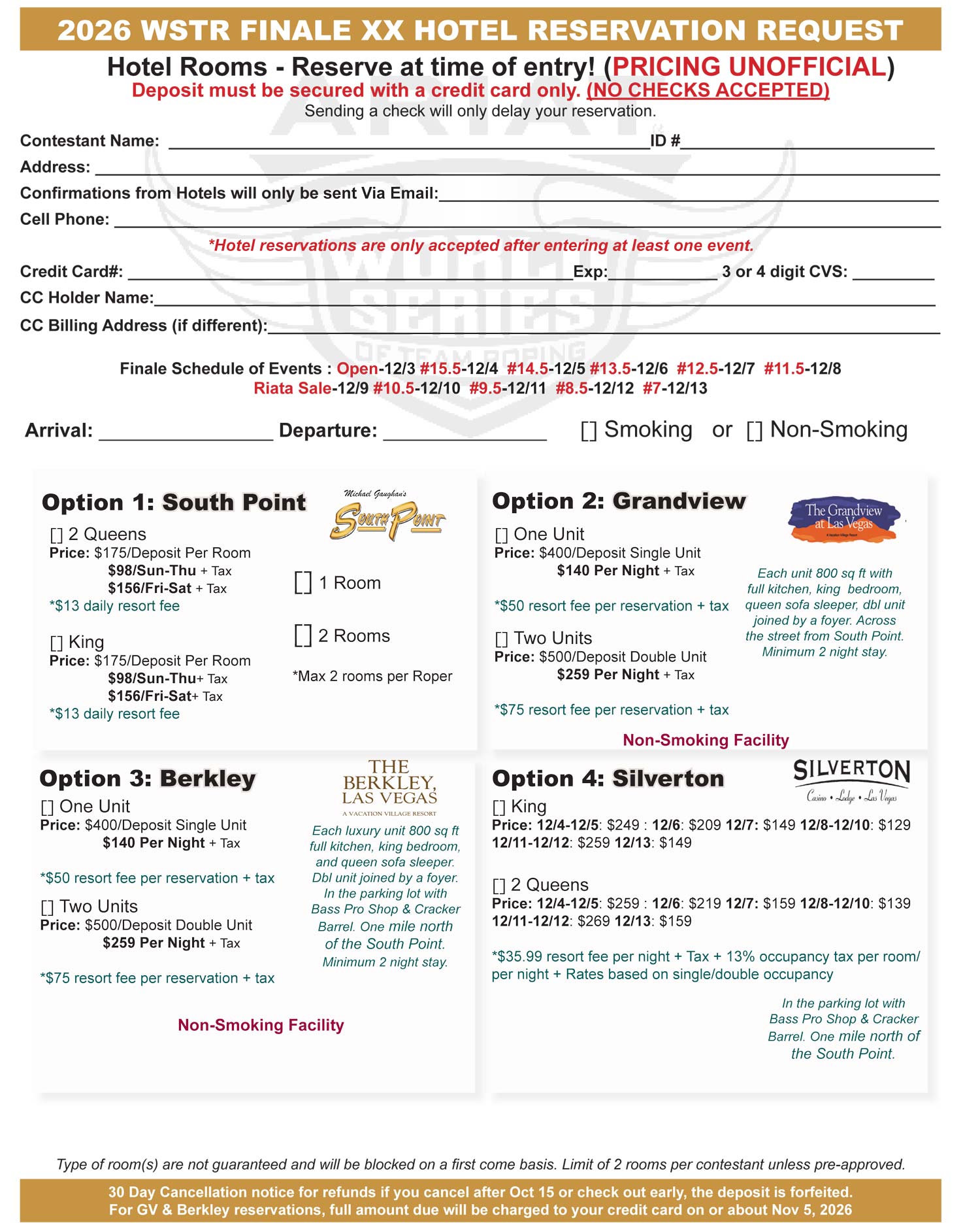 2026 Finale Hotel Form