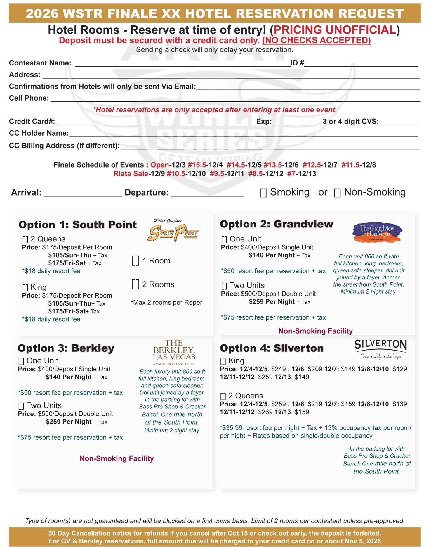 2026 Finale Hotel Form