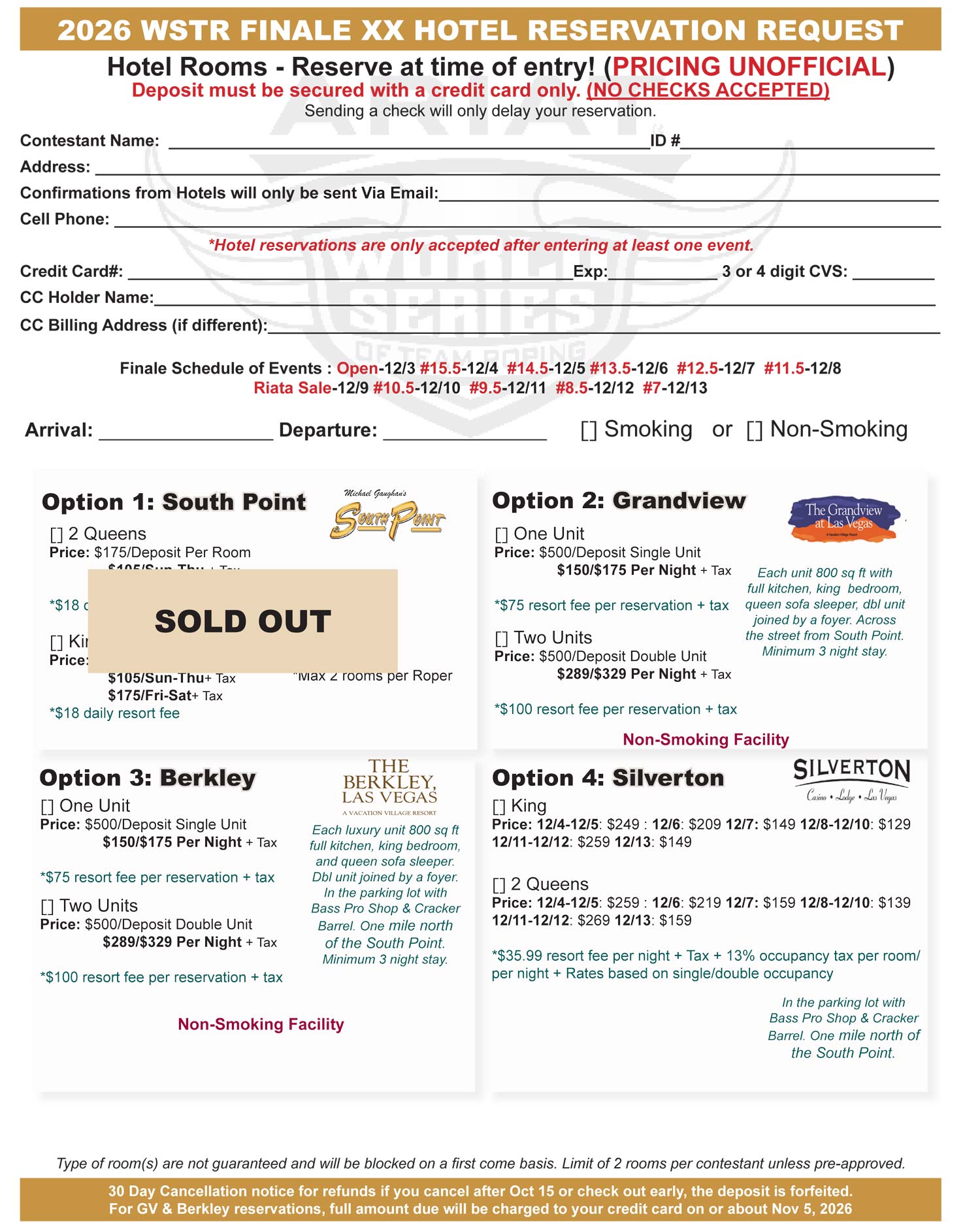2026 Finale Hotel Form