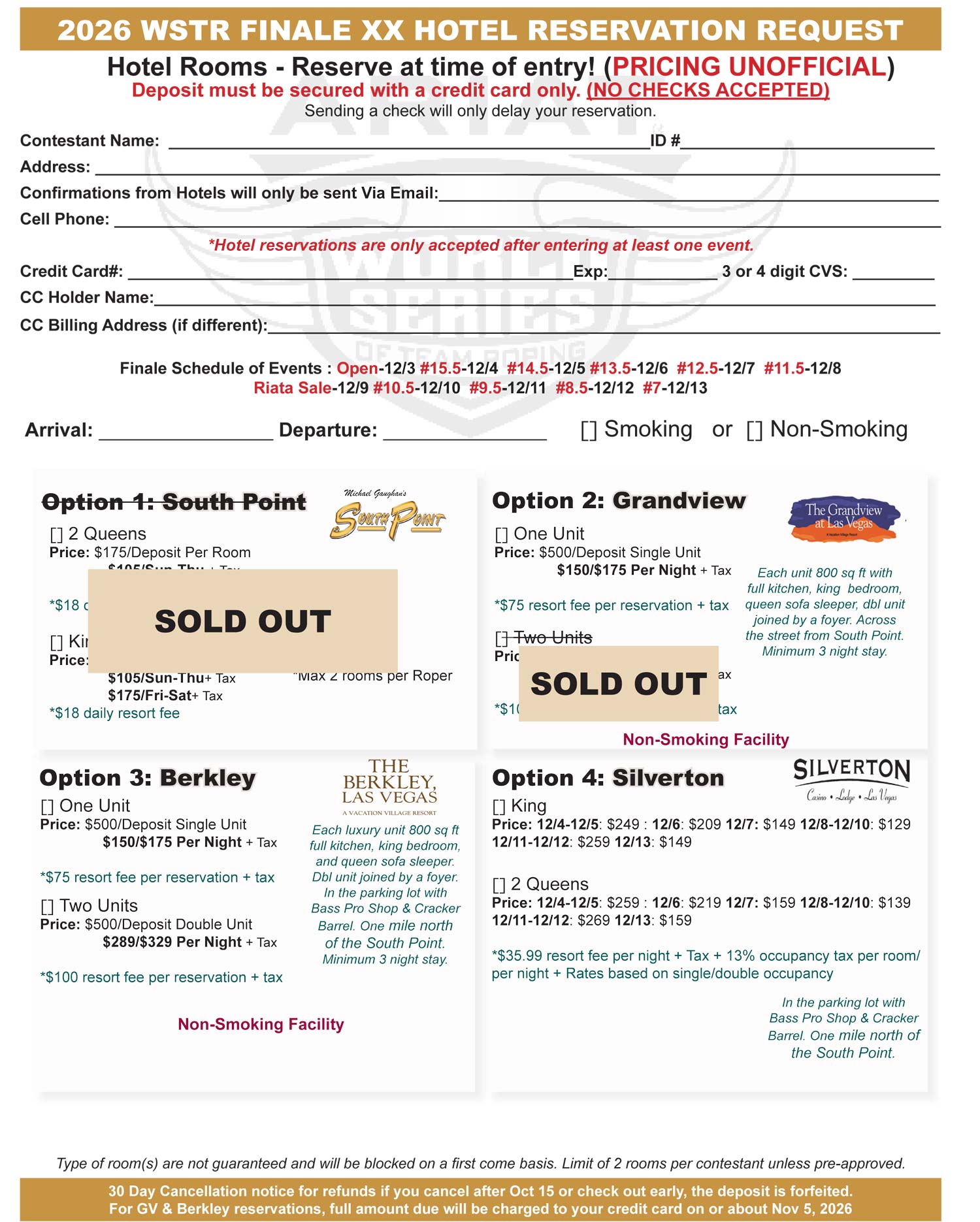 2026 Finale Hotel Form