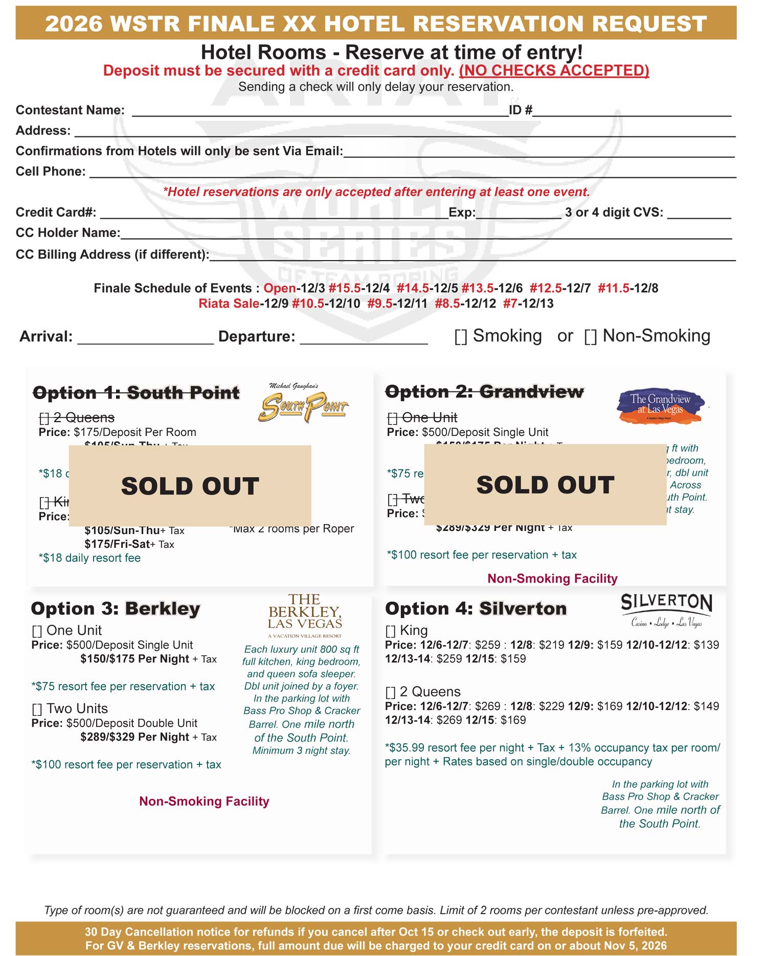 2026 Finale Hotel Form
