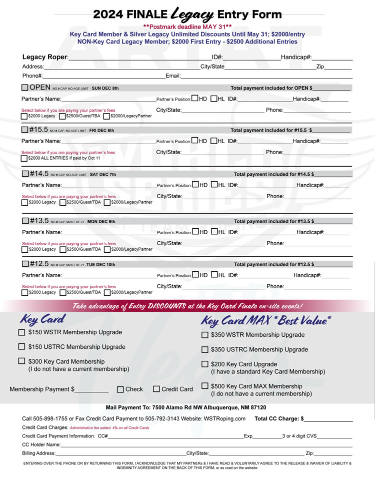 2024 Finale Legacy Entry Form