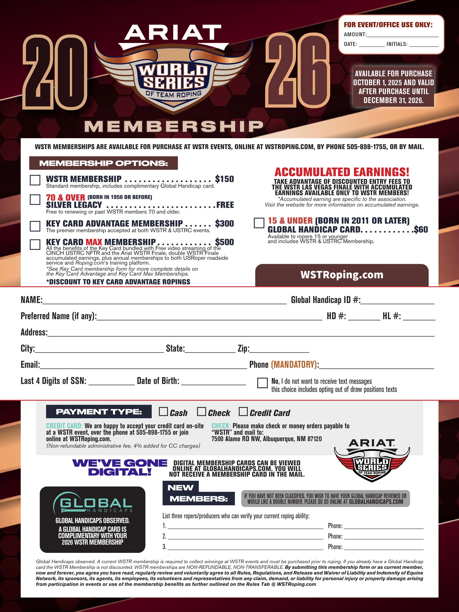 2026 WSTR Membership Form