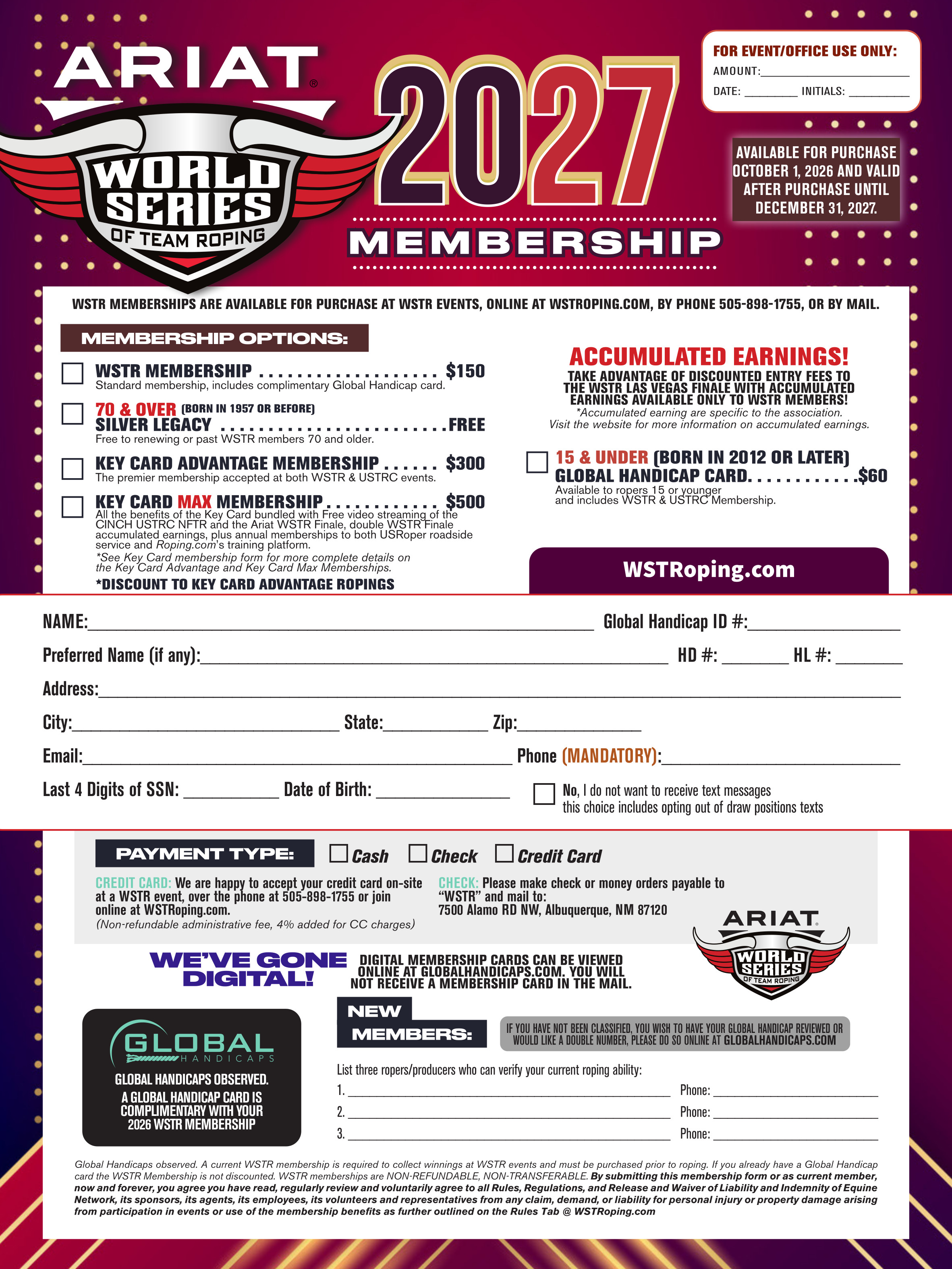 2027 WSTR Membership Form