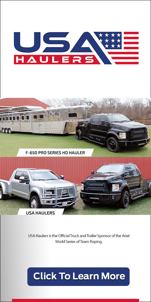 USA Haulers is the official truck and trailer sponsor of the Ariat World Series of Team Roping. Click to learn more.