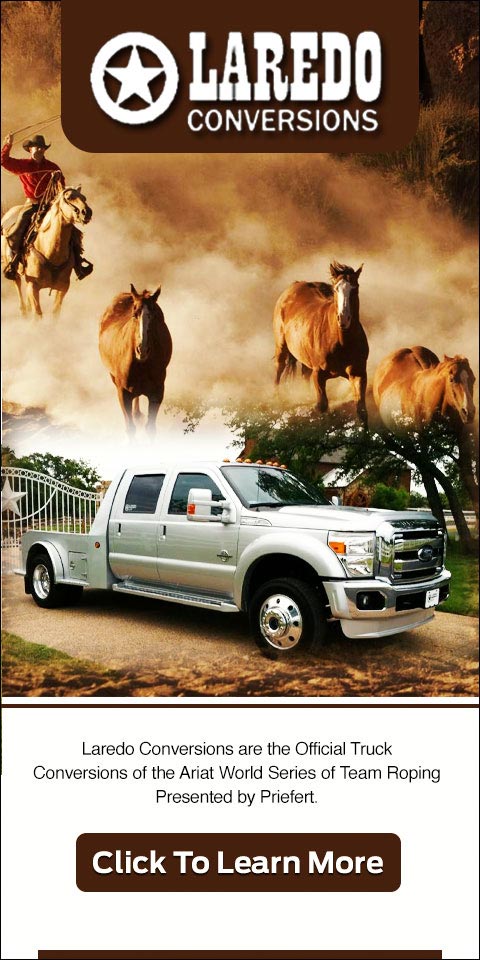 Laredo Conversions are the official truck conversions of the Ariat World Series of Team Roping presented by Priefert. Click to learn more.